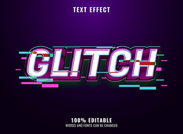 Moderner lila blauer Glitch-Texteffekt