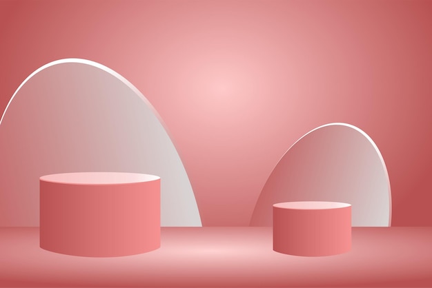 moderner produktsockel kühler rosa podiumzylinder, der auf rosa hintergrund 3d-rendering steht