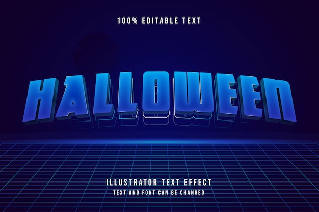 Moderner schattenstil der blauen abstufung des halloween-bearbeitbaren texteffekts 3d