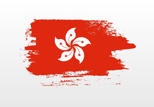 Moderner Stil Pinsel gemalt Spritzer Flagge von Hongkong mit solidem Hintergrund