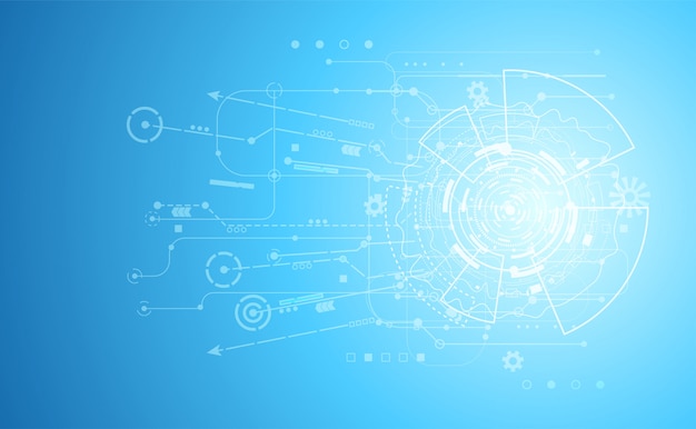 Moderner Technologiekommunikationskreis digital auf Blau.