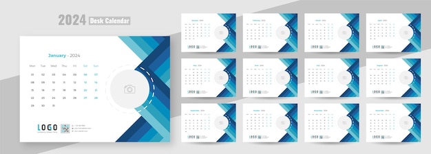 Vektor moderner tischkalender 2024