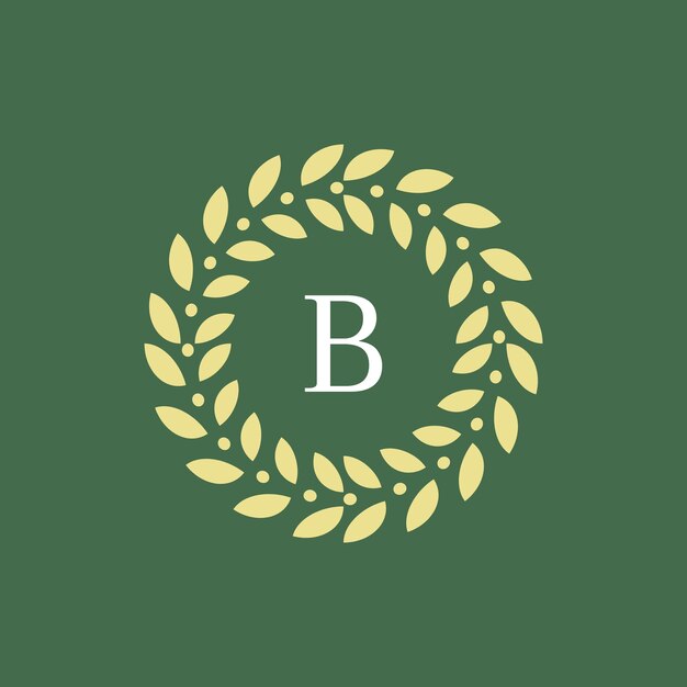Moderner und natürlicher buchstabe b grünes blatt blumiges logo