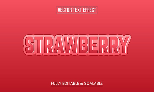 Vektor moderner vektorbearbeitbarer strawberry-text-effekt