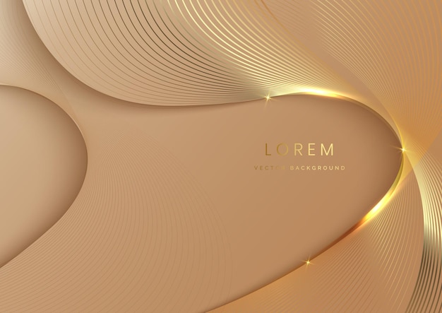 Modernes 3D-Luxus-Schablonen-Design mit goldenen Wellenstreifen und einem leichten Glüh-Effekt-Hintergrund