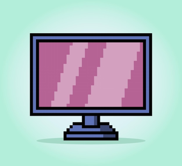 Modernes 8-bit-pixel-fernsehen in vektorillustration für game assets flat tv pixel art