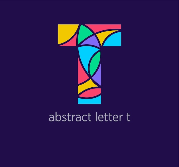 Modernes abstraktes buchstabe-t-logo-symbol einzigartige mosaikdesign-farbübergänge bunter buchstabe t