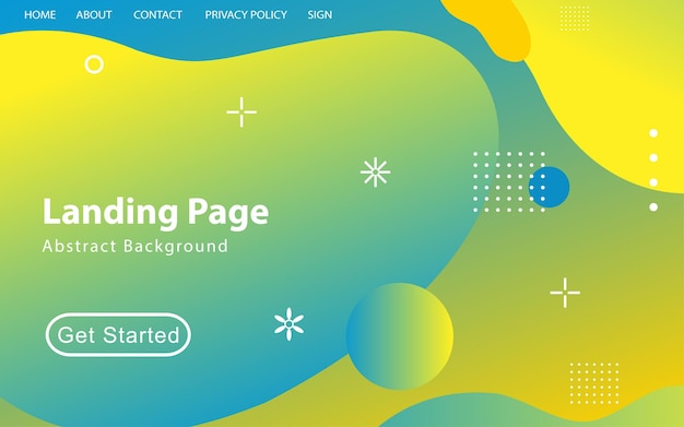 Vektor modernes abstraktes landing-page-design mit flüssigem hintergrund minimales hintergrunddesign