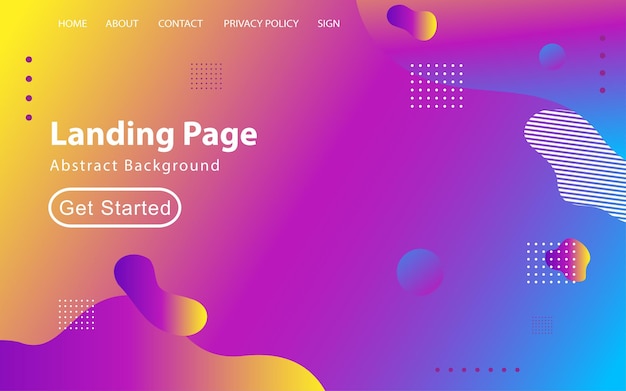 Modernes abstraktes Landing-Page-Design mit flüssigem Hintergrund Minimales Hintergrunddesign