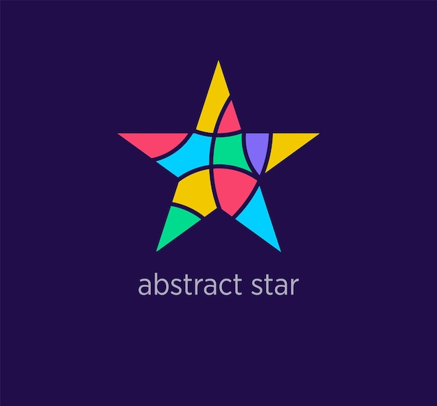 Modernes abstraktes stern-logo-symbol einzigartige design-farbübergänge bunte luxus-stern-logo-vorlage