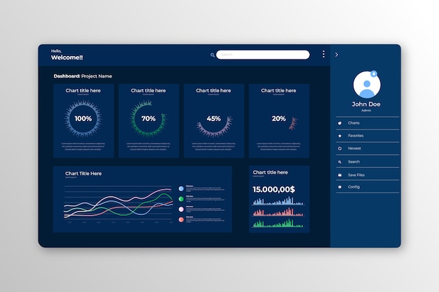 Vektor modernes admin-panel mit grafiken