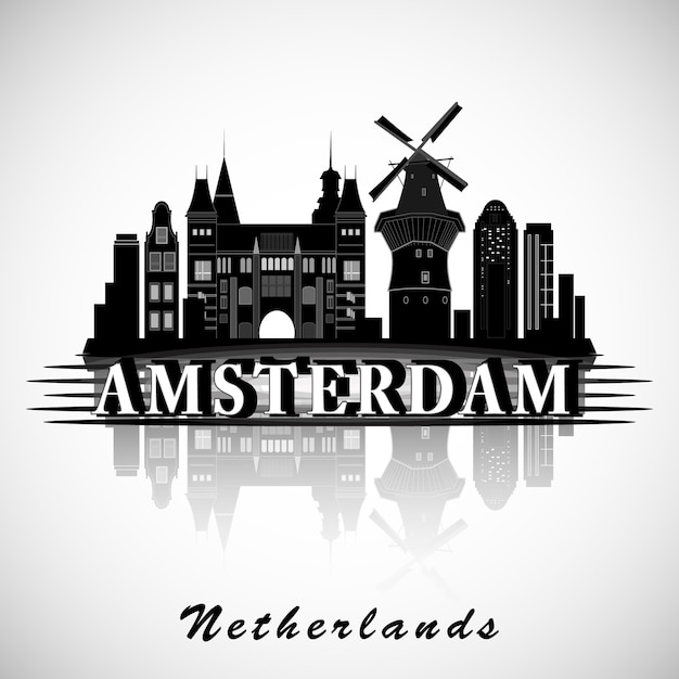 Modernes Amsterdamer Stadt-Skyline-Design. Niederlande
