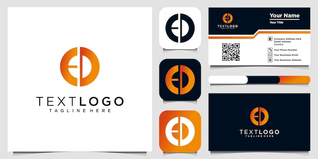 Vektor modernes anfangsbuchstabe e und d-logo-symbol und visitenkarten-design