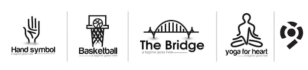 Modernes bridge-basketball-yoga-logo-design-element