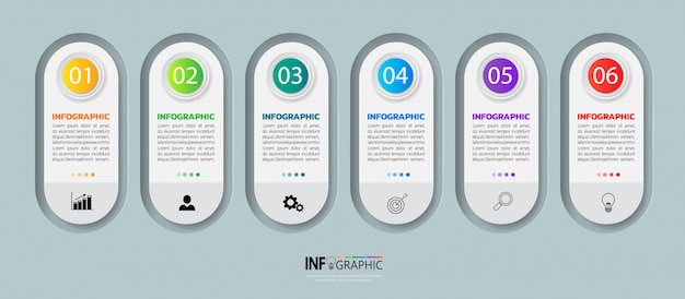 Modernes Business-Infographik 6 Schritte
