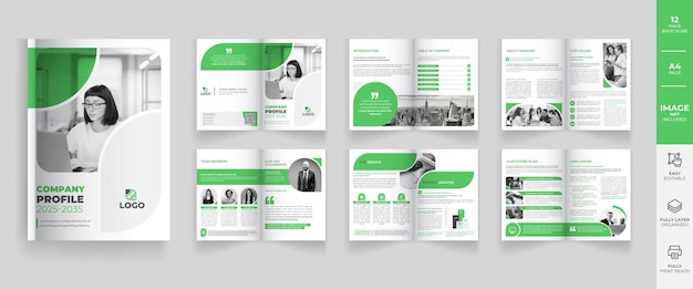 Modernes Business-Template-Design mit mehrseitigen Broschüren mit kreativen Formen