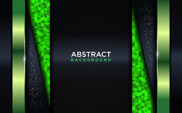 Modernes Dark Navy Background Design kombiniert mit Shinny Metallic Green und Polygon Element Graphic Design Element