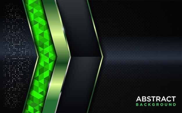 Modernes Dark Navy Background Design kombiniert mit Shinny Metallic Green und Polygon Element Graphic Design Element