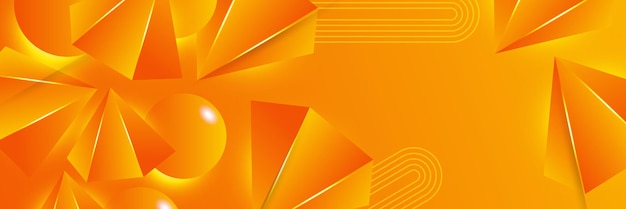 Modernes Design des gelb-orangeen Hintergrundes 3d. Abstrakte orange Fahnenvektorillustration. Abstrakte moderne orange Banner-Design-Web-Vorlage-Set. Horizontales Header-Webbanner.