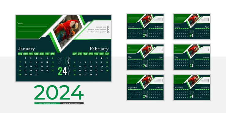 Modernes Design des Schreibtischkalenders 2024