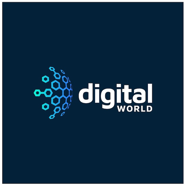 modernes digitales futuristisches Sechseck World Globe Link-Netzwerk Internet-Logo-Design