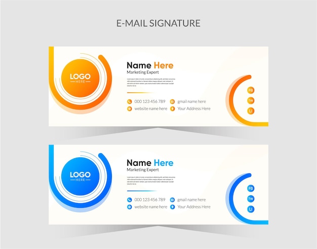 Vektor modernes e-mail-signatur-template-design und persönliche e-mail-fußzeile