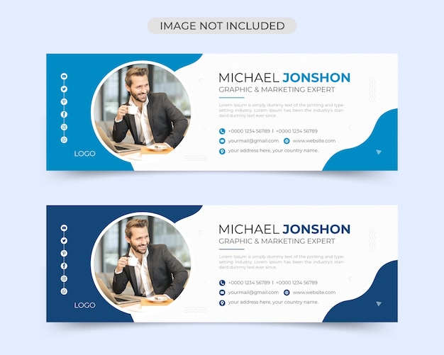 Modernes E-Mail-Signaturvorlagendesign und persönliche E-Mail-Fußzeile oder soziale Abdeckung