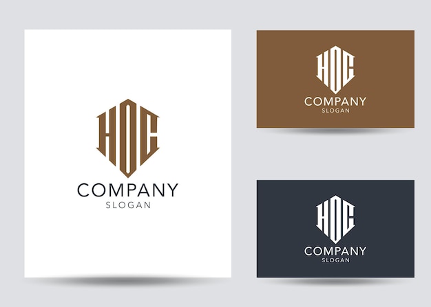 Modernes, einzigartiges corporate-hoc-letter-logo-design-tempel