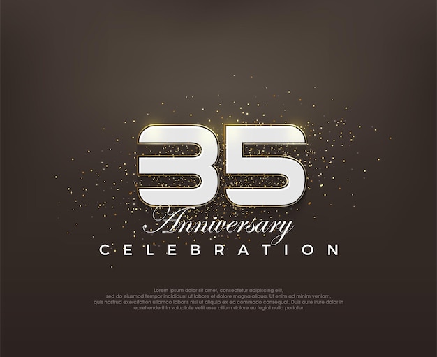 Modernes, elegantes Jubiläumsfeier-Vektordesign mit der Zahl 35. Premium-Vektor für Poster-Banner-Feiergrüße