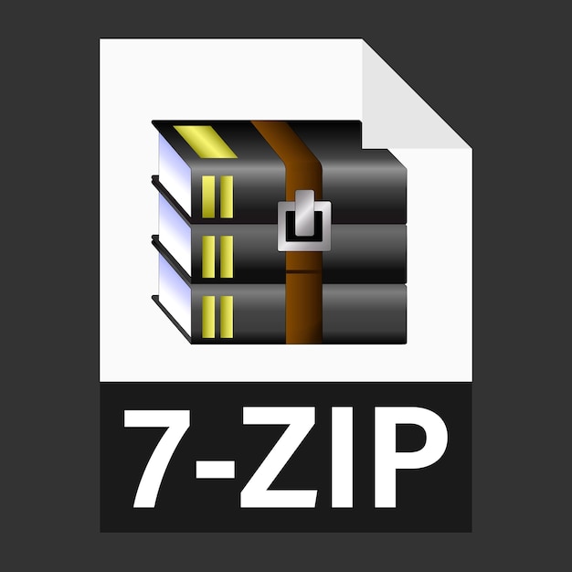 Modernes flaches Design des 7ZIP-Archivdateisymbols für das Web