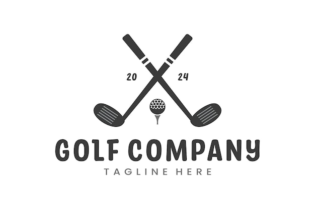 Vektor modernes flaches design einzigartiger golfball-club grafische logo-vorlage und minimalistisches golf-logo-konzept