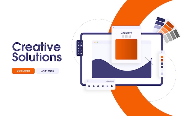 Vektor modernes flaches konzept des grafikdesigners workflow illustrator creative design