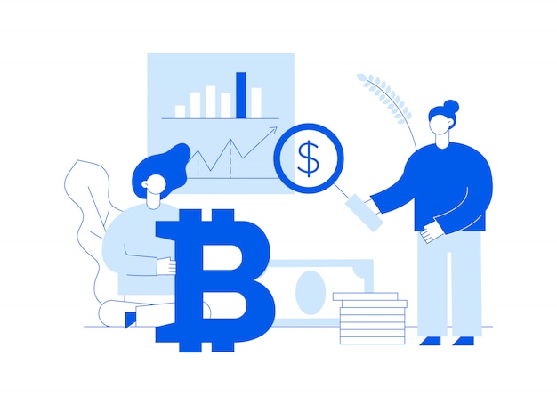 Modernes flaches Zeilendarstellung der Vektor bitcoin Investition