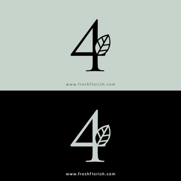Modernes florish-logo mit buchstabe 4