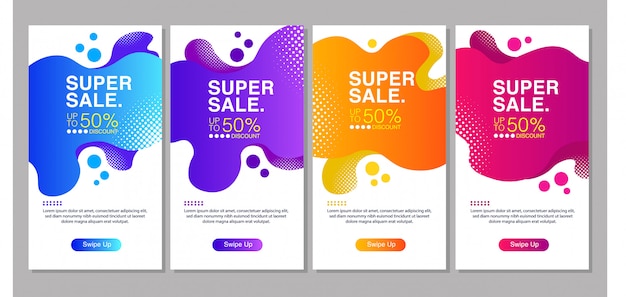 Vektor modernes fluid mobile sale banner design set.