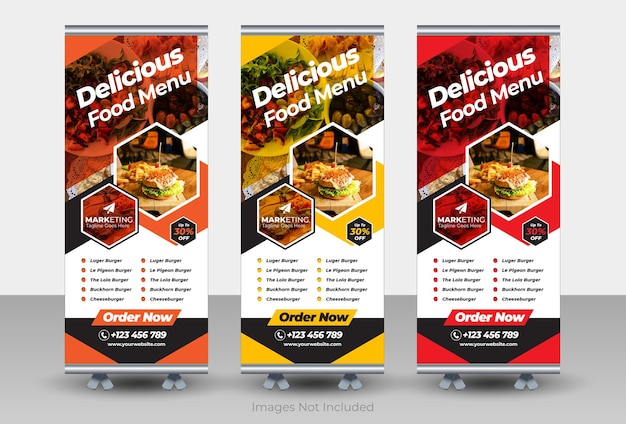 Vektor modernes food-rollup-banner-design für restaurant, food- und restaurant-rollup-banner-design-vorlage