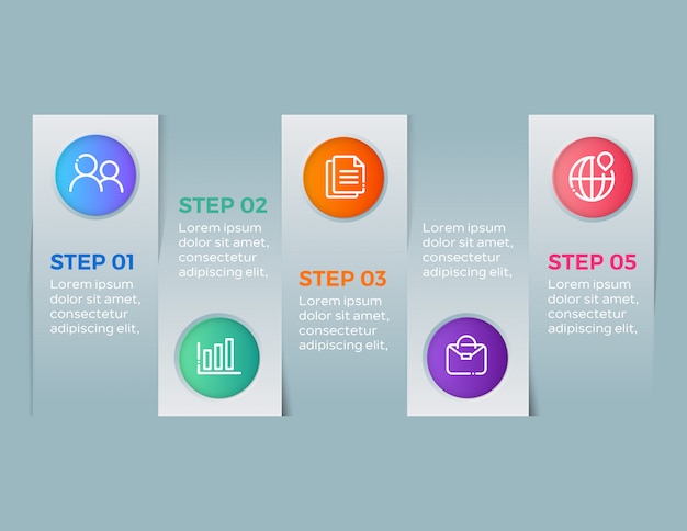 Modernes geschäft infographic mit 5 schritten
