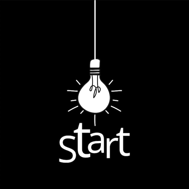 Modernes Glühbirnen-Symbol auf schwarzem Hintergrund Start-up-Konzept Geschäftsidee Vektor-Illustration