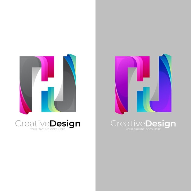 Modernes H-Logo mit buntem Designvektor, 3D-Stil