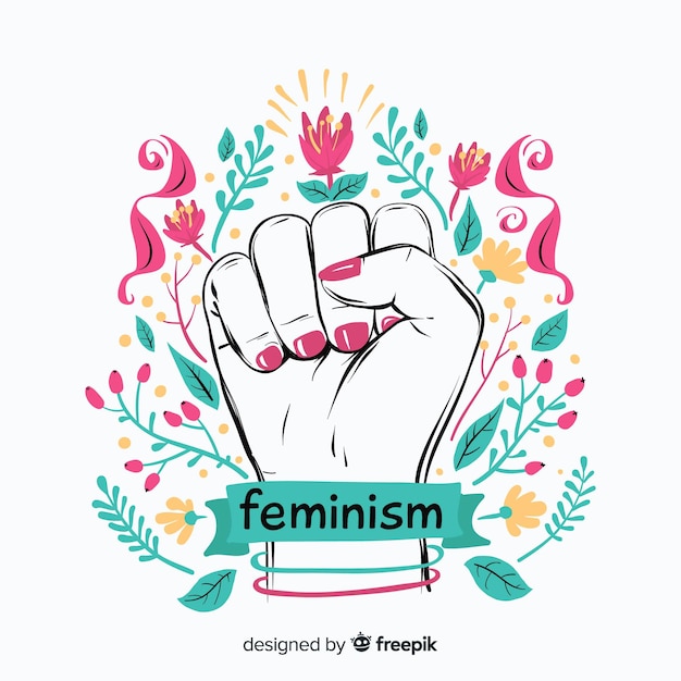 Vektor modernes hand gezeichnetes feminismuskonzept