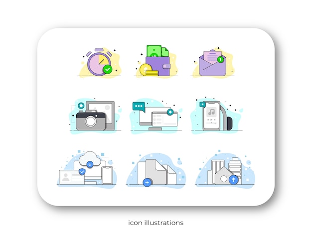 Vektor modernes icon-illustrationsset für website und apps