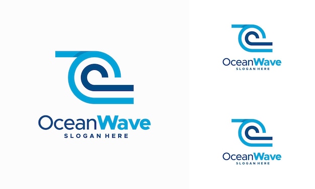 Modernes ikonisches ocean wave-logo mit wellen. vektorillustration