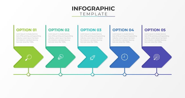 Modernes infografik-vorlagendesign mit fünf schritten