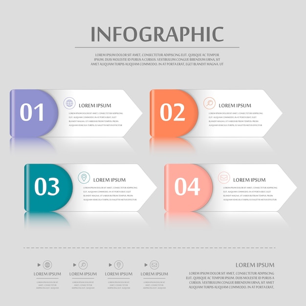 Modernes infografikdesign mit bunten etikettenelementen