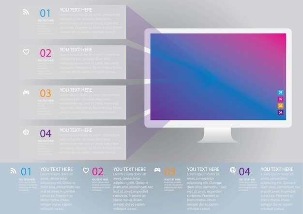 Modernes infographic Design mit realistischem Computer 3d