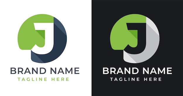 Modernes j letter logo design mit abstrakter kreisform