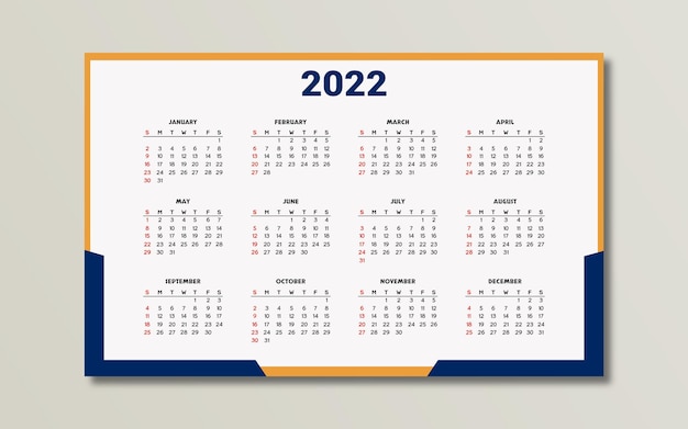 Modernes Kalendervorlagendesign für 2022