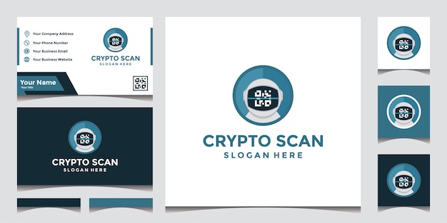Modernes krypto-scan-technologie-logo und visitenkarten-entwurfsvorlage.