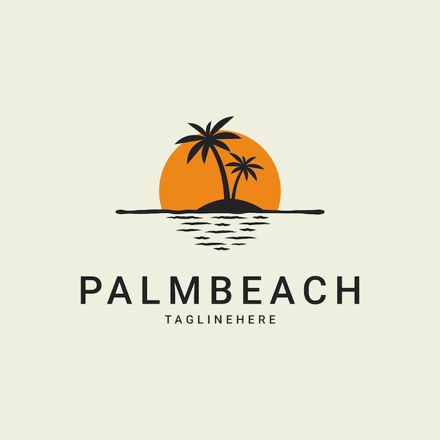 Modernes logodesign der palme am strand