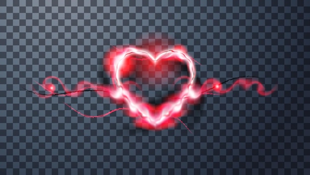 Modernes magisches Plasma-Herz-Symbol Ätherisches Feuerstoffzeichen mit seltsamem Flammenfunken